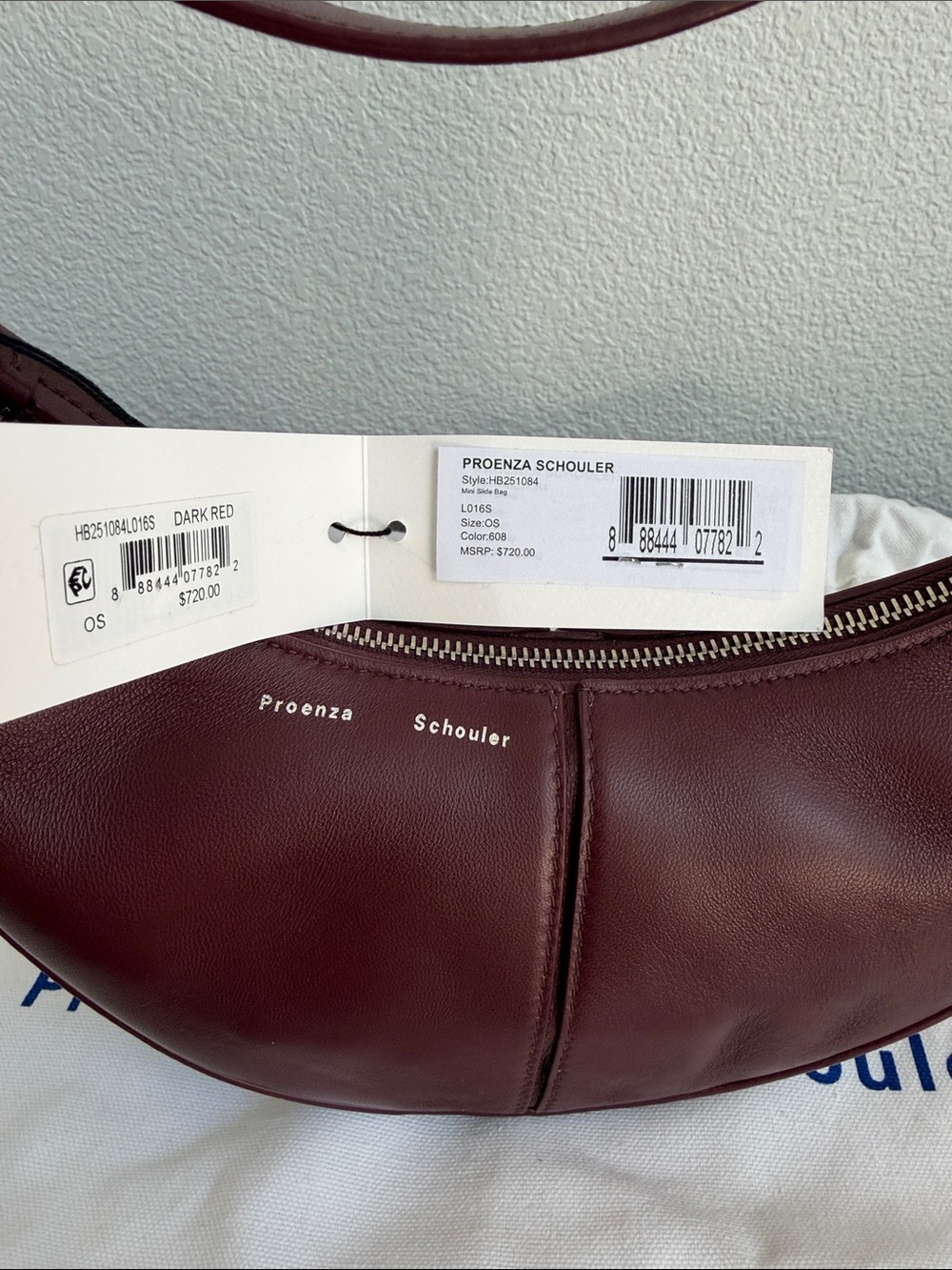 Brand New Proenza Schouler Small Slide Leather Hobo Bag – Burgundy NWT - Picture 6 of 9